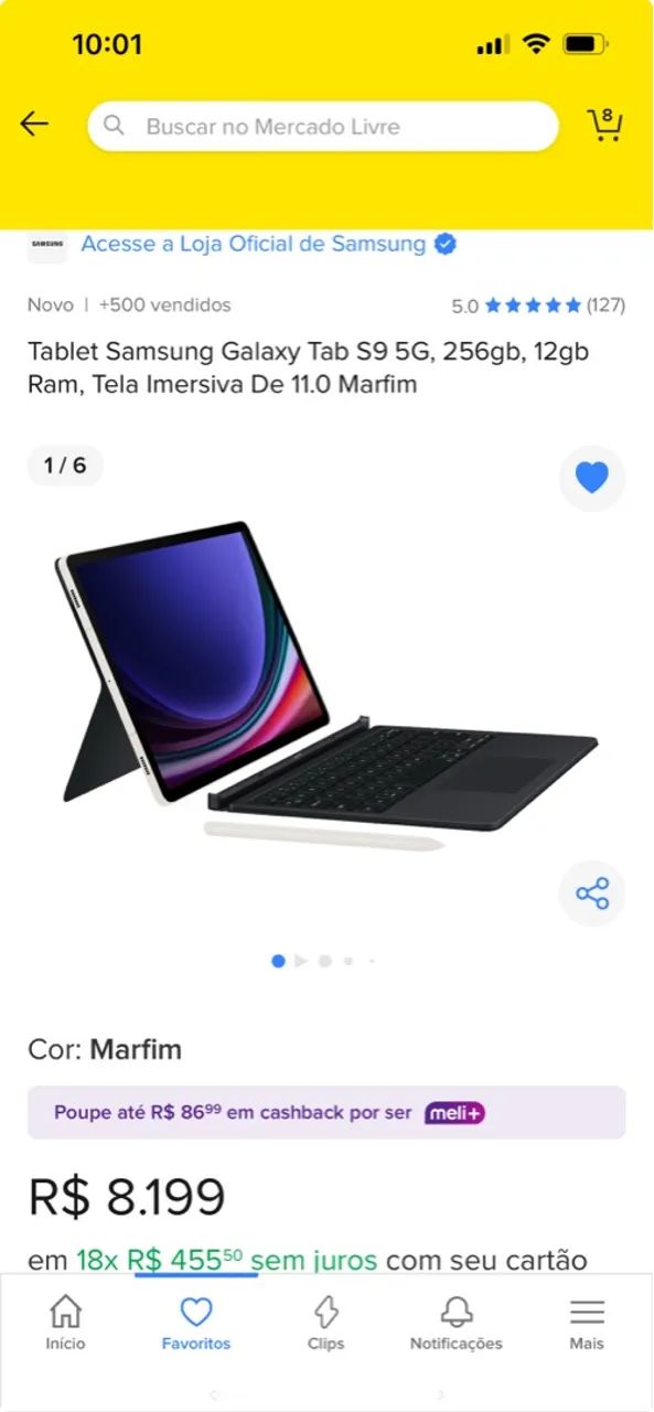 tablet samsung galaxy tab s9 5g, 256gb, 12gb ram, + teclado e caneta - Foto 5