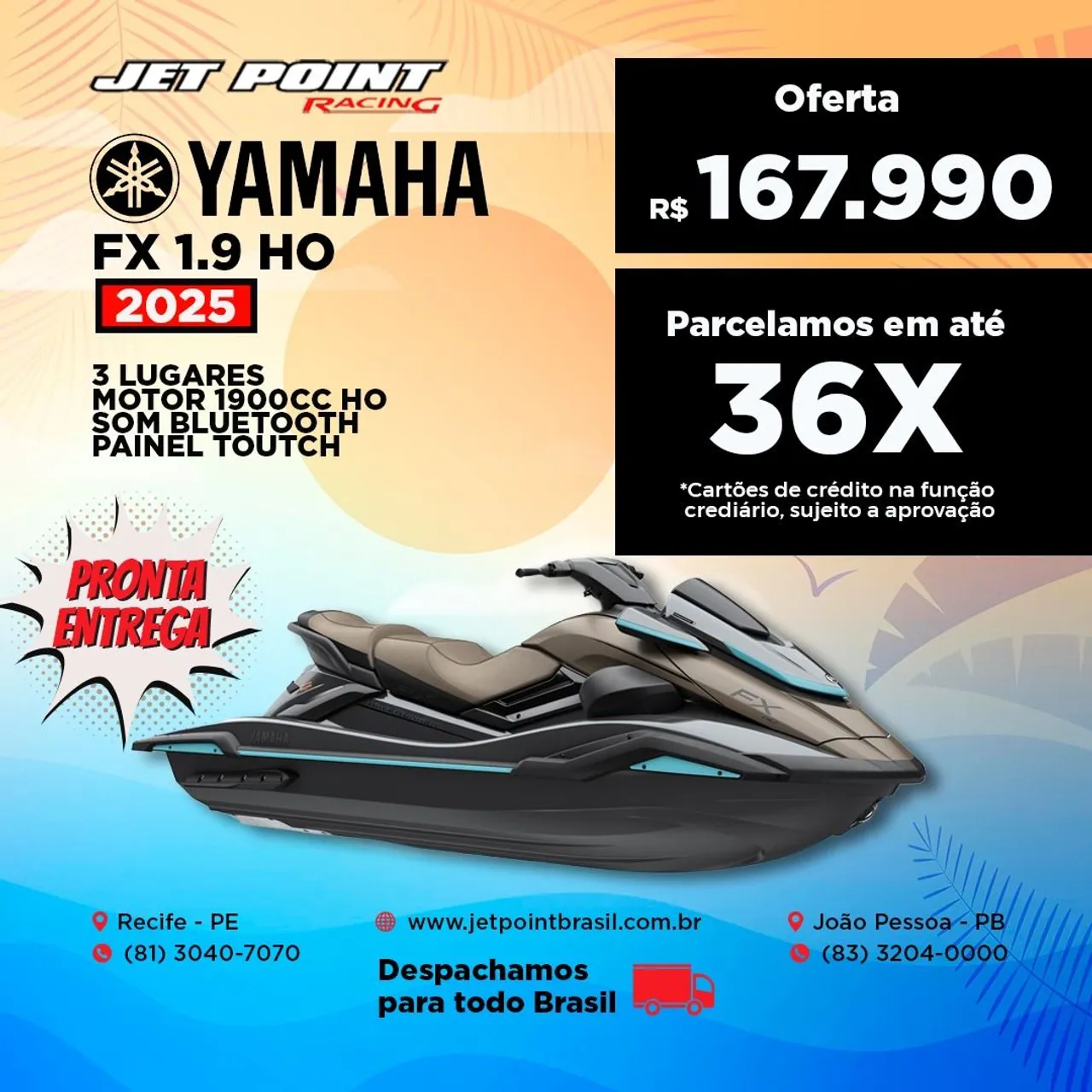 NOVO YAMAHA FX 1900 HO 2025, Pronta Entrega, Som PREMIUM, Troco/Parcelo 36x