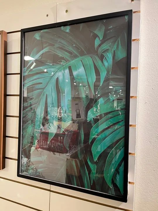 Quadro em vidro folhas verdes 50x70 cm - Foto 3