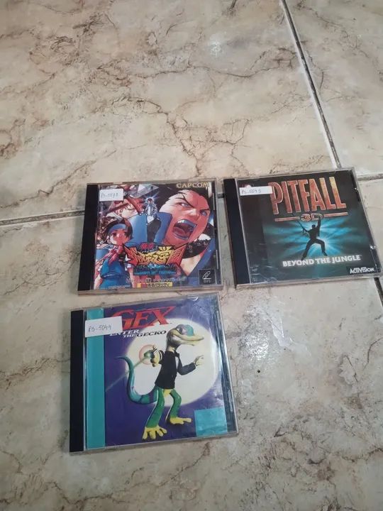 3 jogos PS1 - Pitfall 3D, Gex e Street Fighter Alpha 3