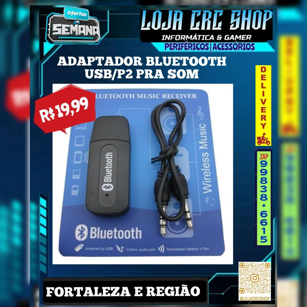Adaptador Bluetooth USB/P2 - Áudio Sem Fio