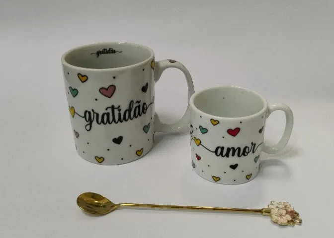 Conjunto Caneca E Xícara Porcelana