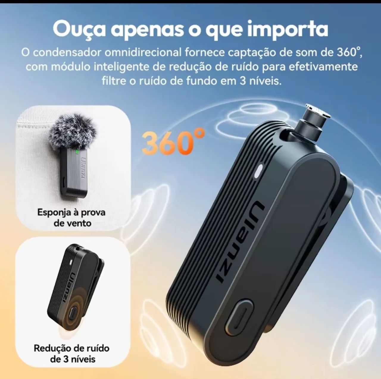 Microfone Ulanzi A100 Wireless - Captação de Áudio Profissional<br> - Foto 2