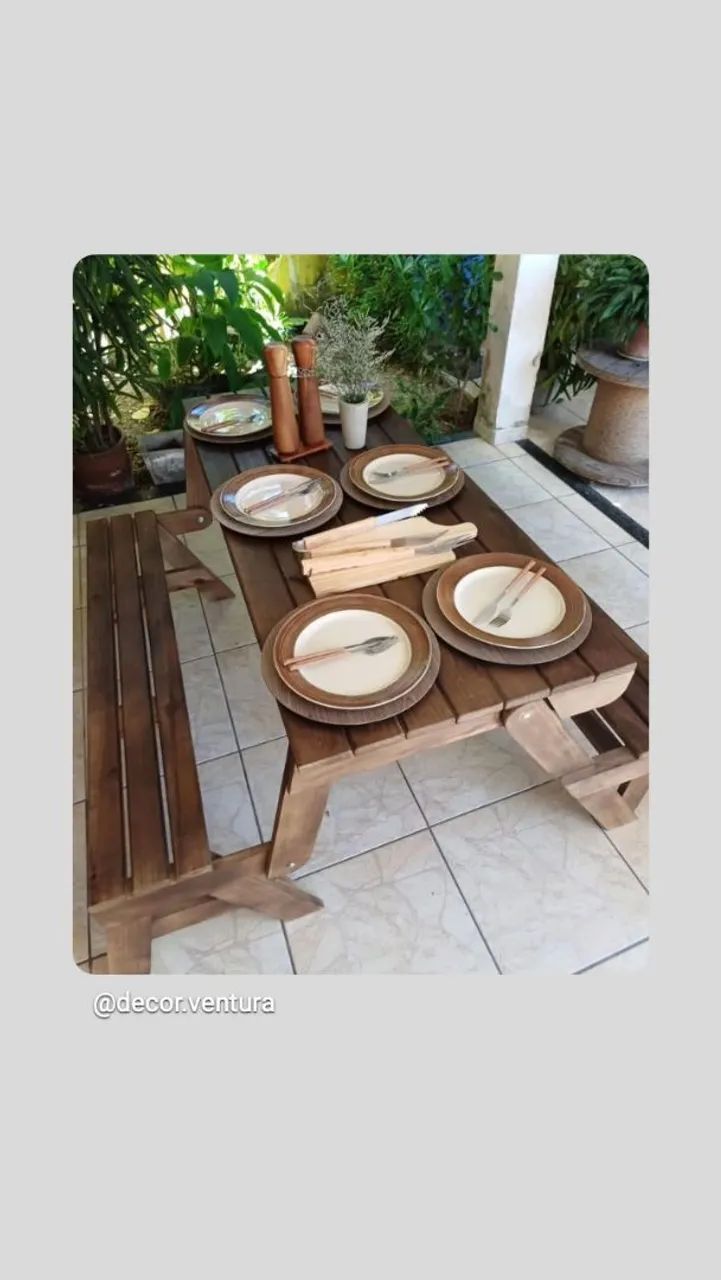 Bancos mesa de madeira pinus autoclavado para área externa. 
