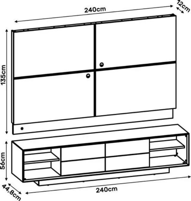 Painel + Rack para TV até 75" Domani 100% MDF PRONTA ENTREGA! - Foto 3