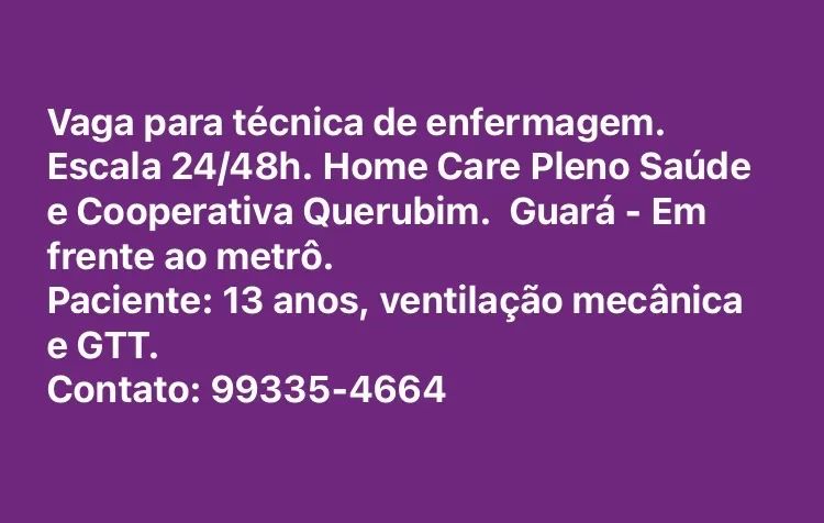 Vaga para técnica de enfermagem