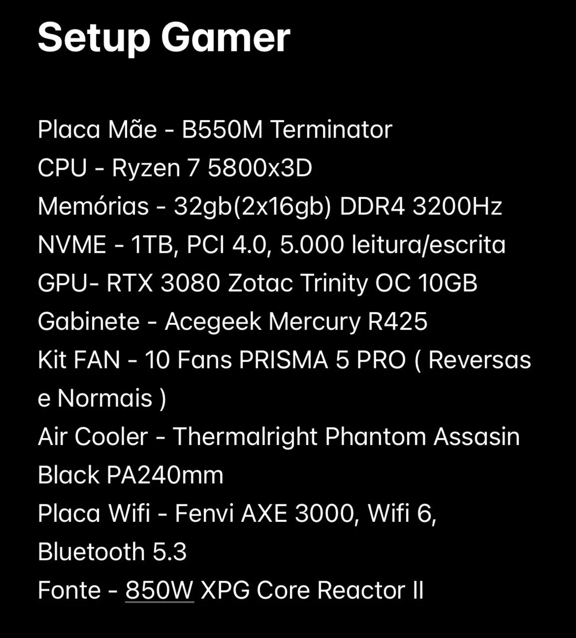 PC Gamer - Ryzen 7 5800x3D / RTX 3080  - Foto 2