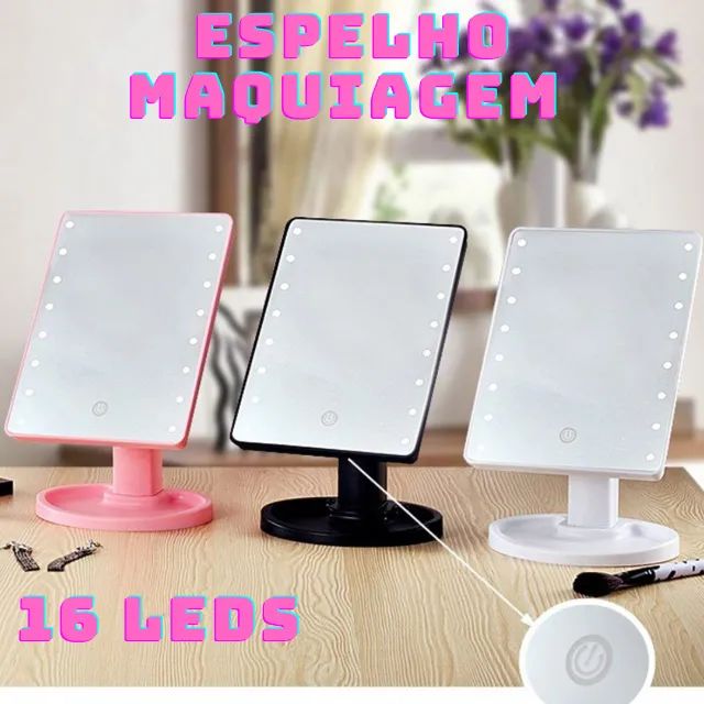 Espelho de Mesa P/ Maquiagem 16 Leds Portátil Touch _ BE26   - Foto 5
