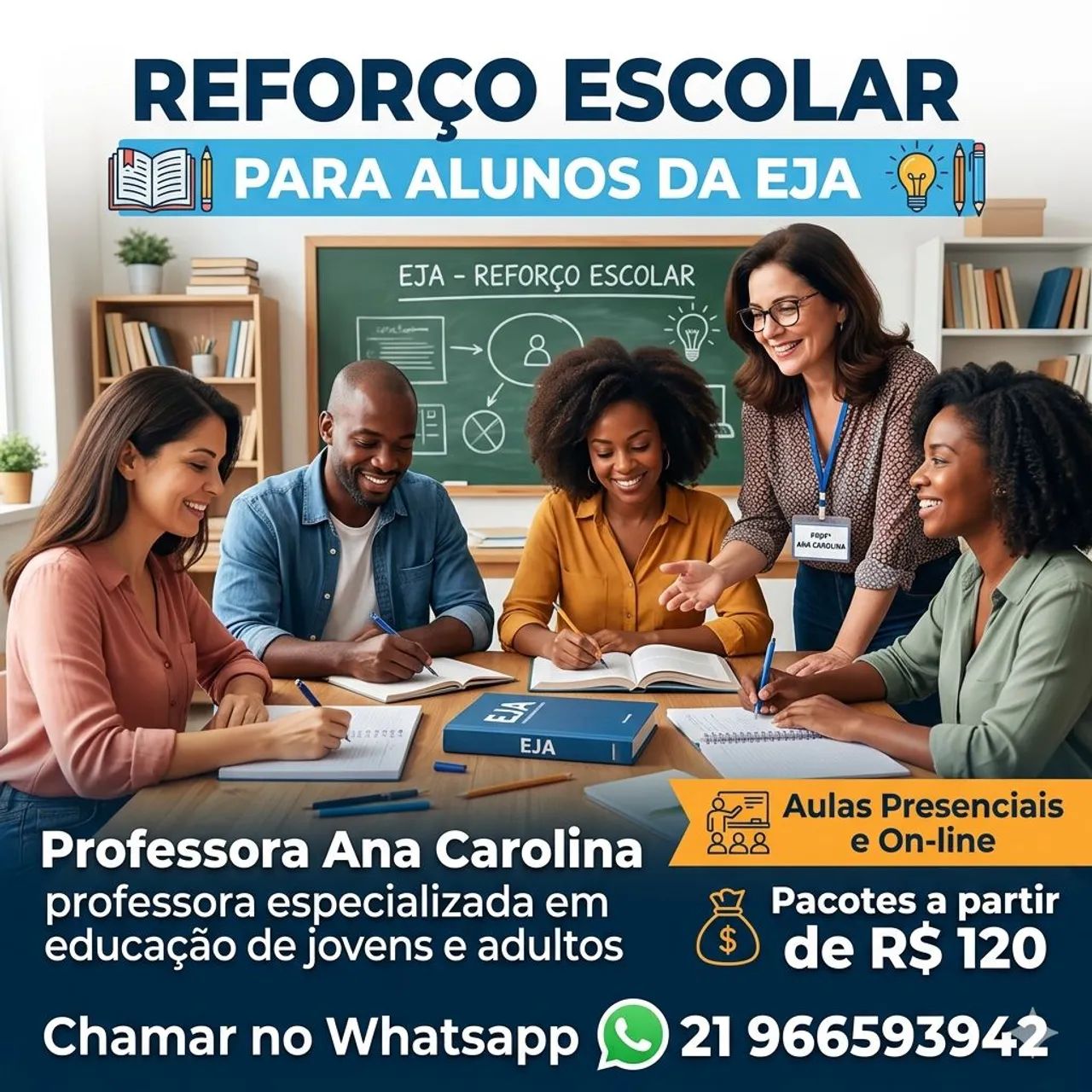 Reforço escolar para alunos da EJA