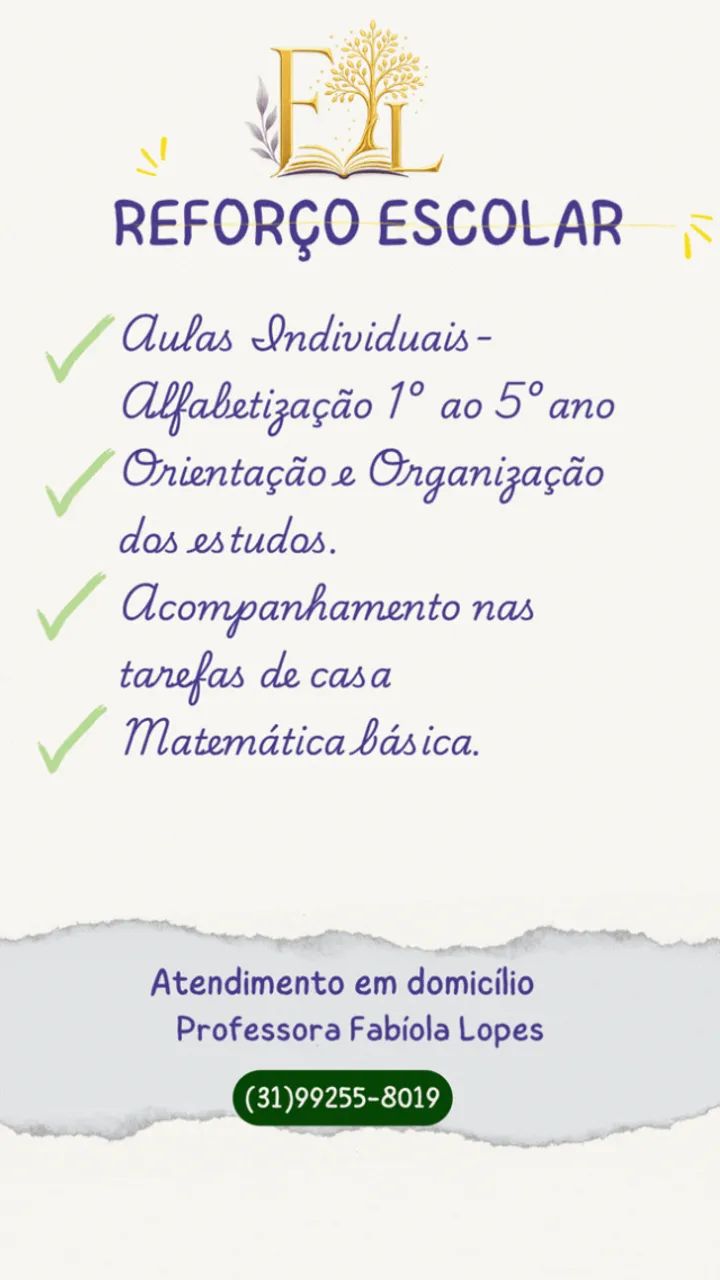 Reforço escolar individual | 1º ao 5º ano