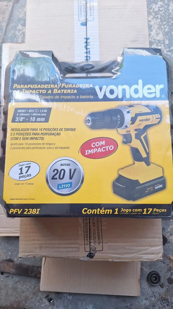 Parafusadeira vonder 20V com 17 peças 