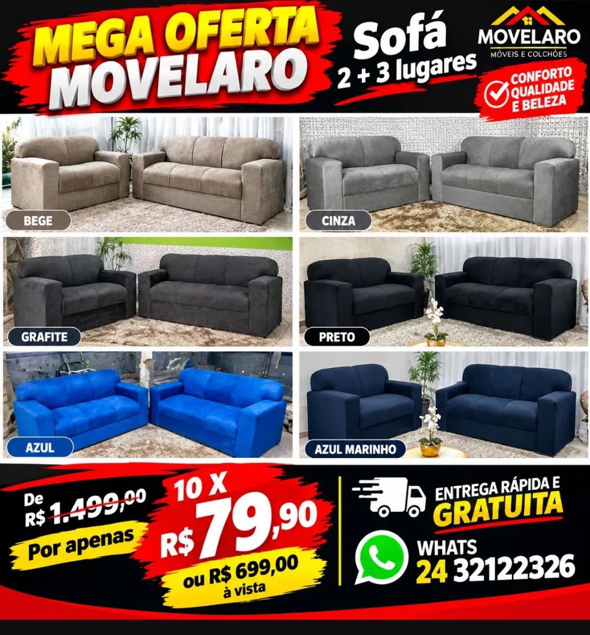 Sofá 2 + 3 lugares 10 x79.90 - Foto 2
