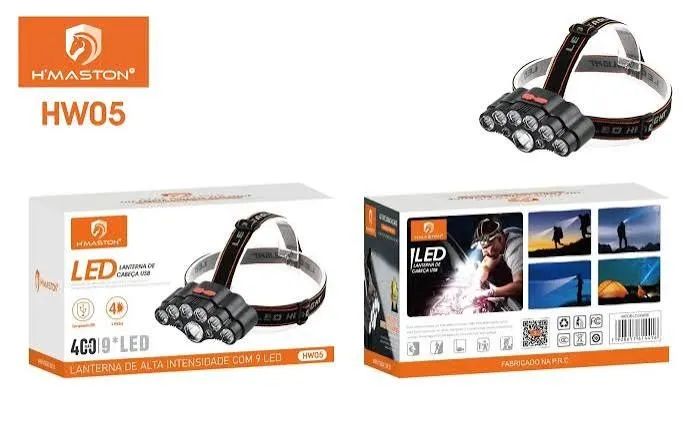 LANTERNA DE CABEÇA COM 9 LEDS - Foto 2