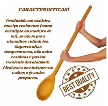 Colher de Pau 1 Metro Madeira Cozinha - Foto 3