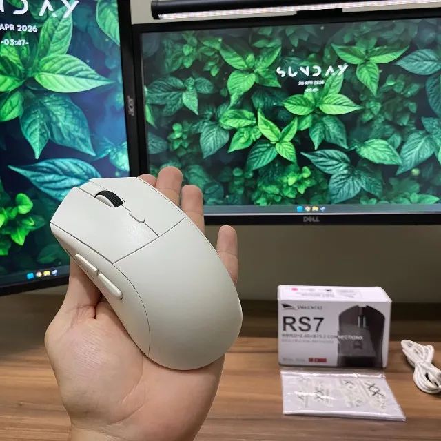 MOUSE GAMER SMAILWOLF RS7 BT WIRELESS SENSOR PAW3311 20000 DPI WHITE - Foto 5