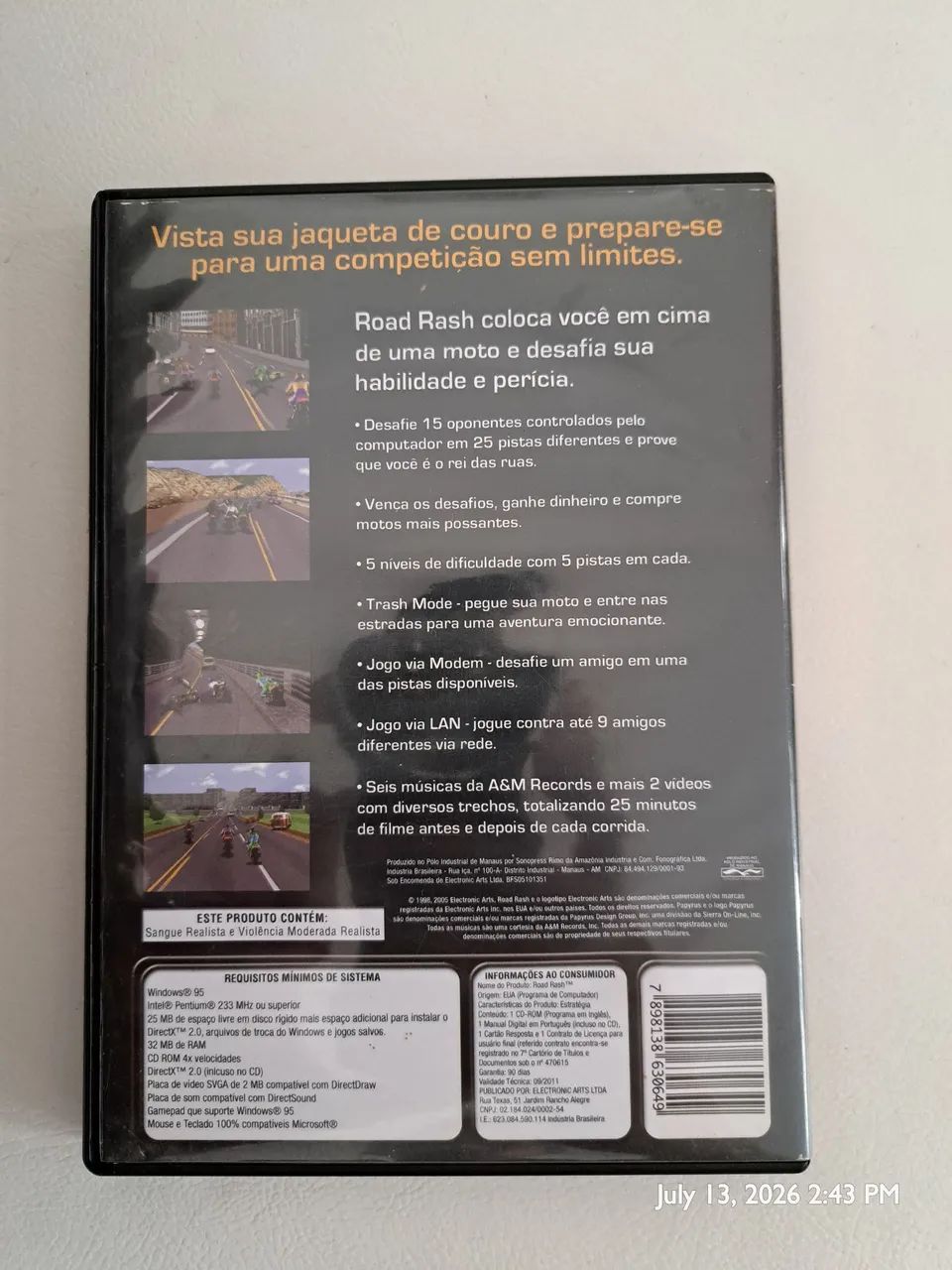 Jogo PC Road Rash (1997) CD-Rom original - Foto 2