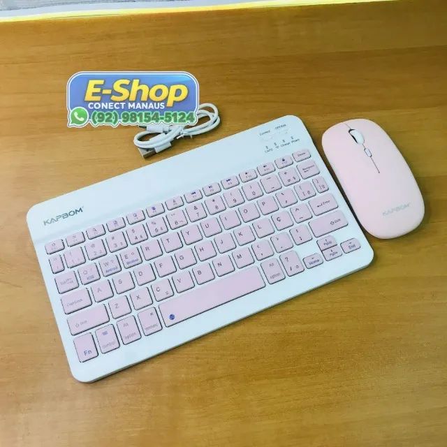 Teclado Com Mouse Sem Fio Bluetooth Ipad e Celulares Diversos 