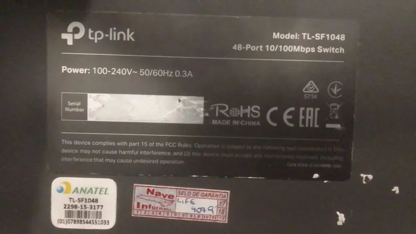 Switch Tp-link Tl-sf1048 48 PORTAS FAST ETHERNET