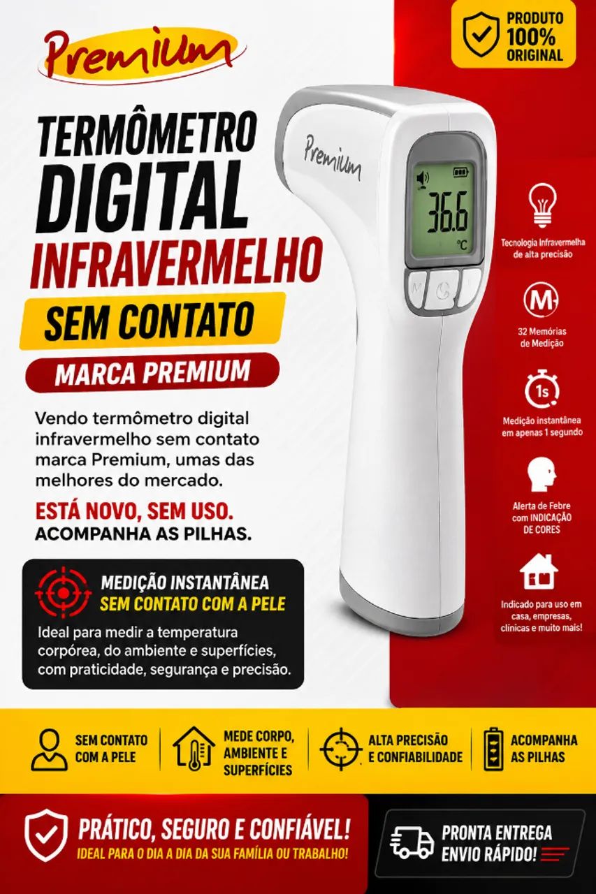 Imperdível! Termômetro digital infravermelho sem contato - marca Premium