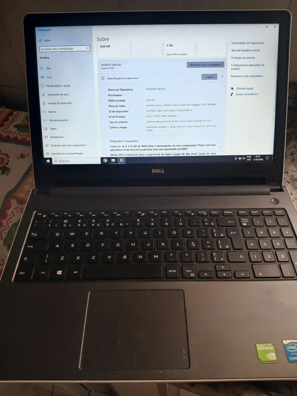 NOTEBOOK DELL INSPIRON 5558  i5