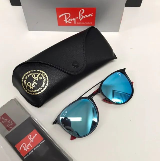 óculos de sol ray ban rb3601 ferrari azul  - Foto 3