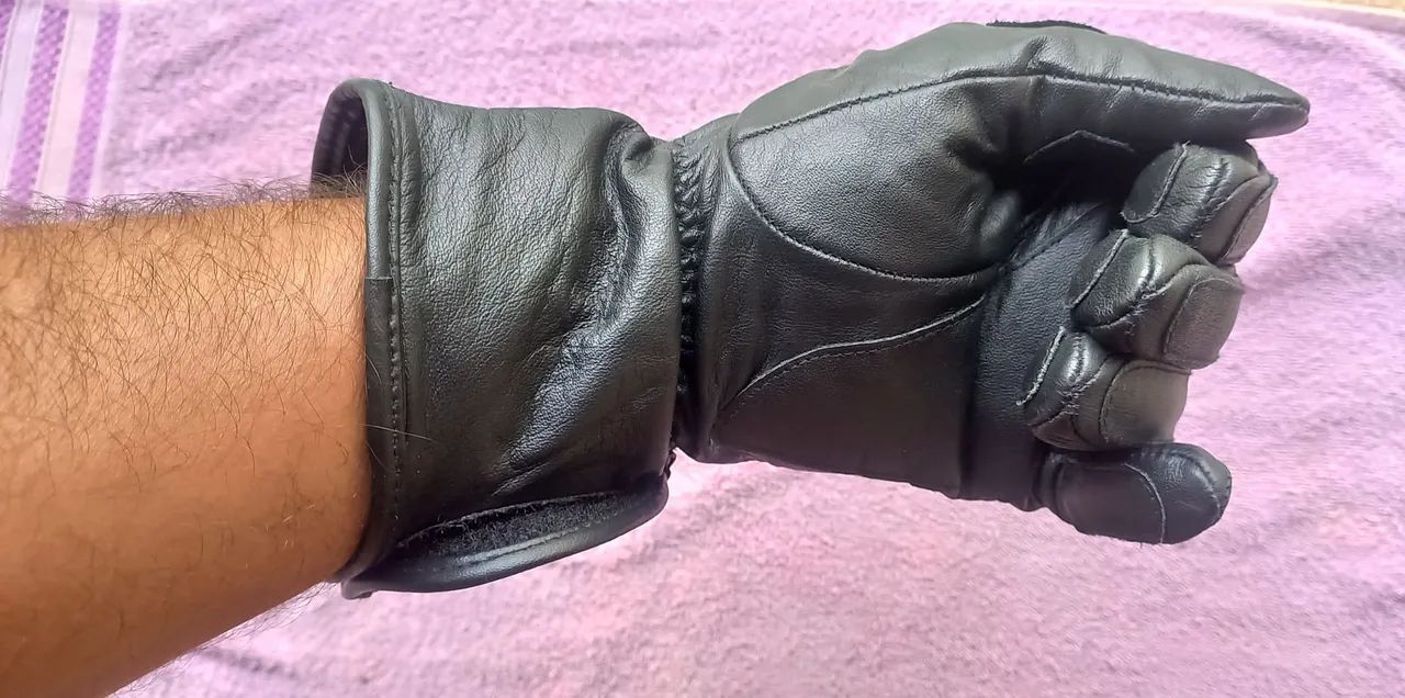 Luva de couro para motociclista  - Foto 4