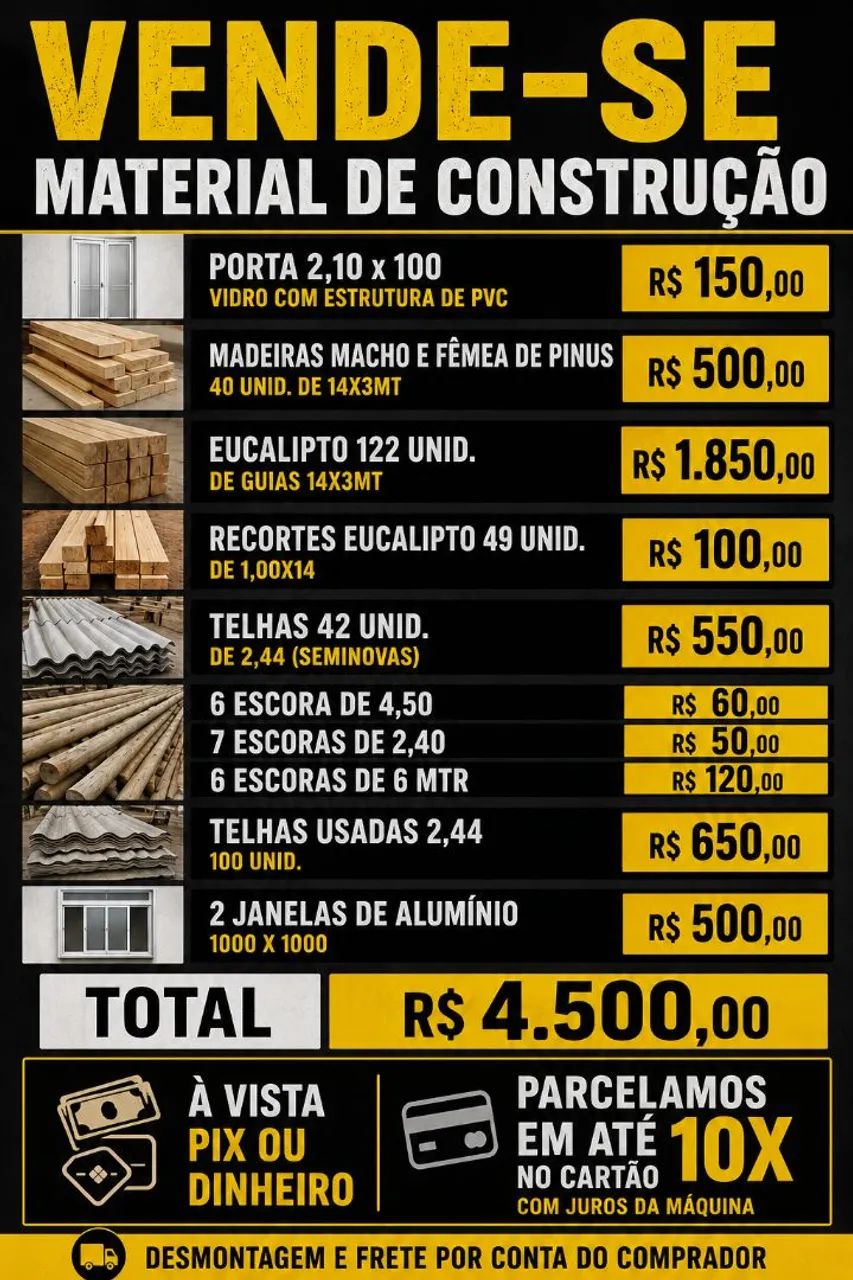 Vendo madeiras usadas