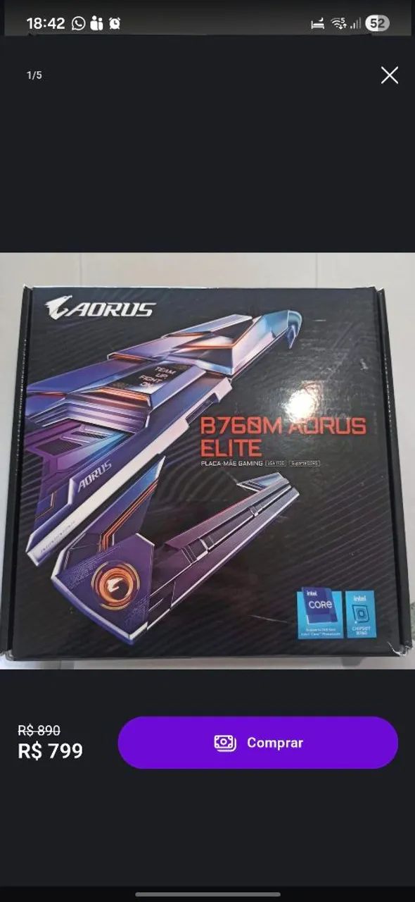 Placa mãe DDR5 B760M Aorus Elite Gigabyte - Foto 2
