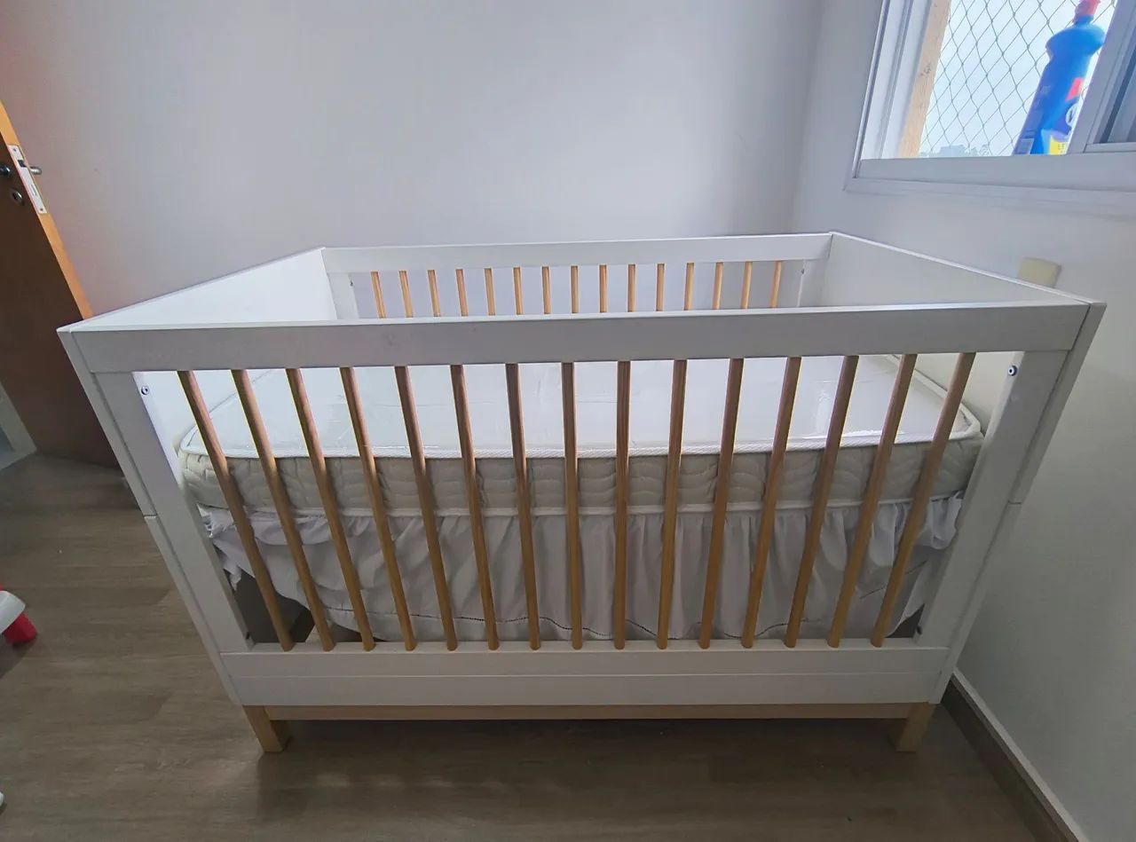Berço Americano Bebê 2 em 1 Branco - Cozy - Quater + Colchão D18 Selado Ortobom - Foto 5