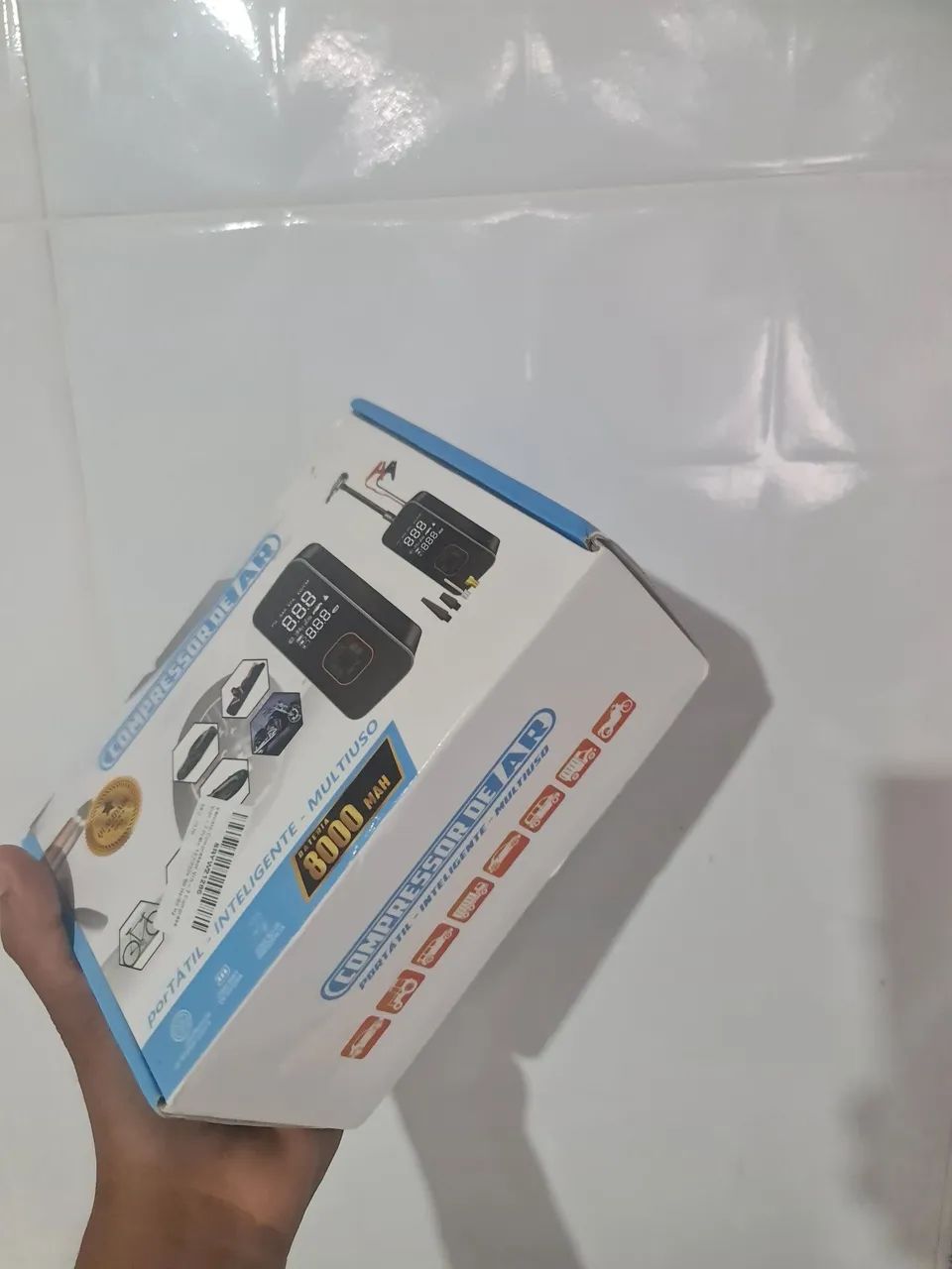 Compressor de Ar Digital Portátil e Inteligente Multiuso com bateria de 8000 mAh