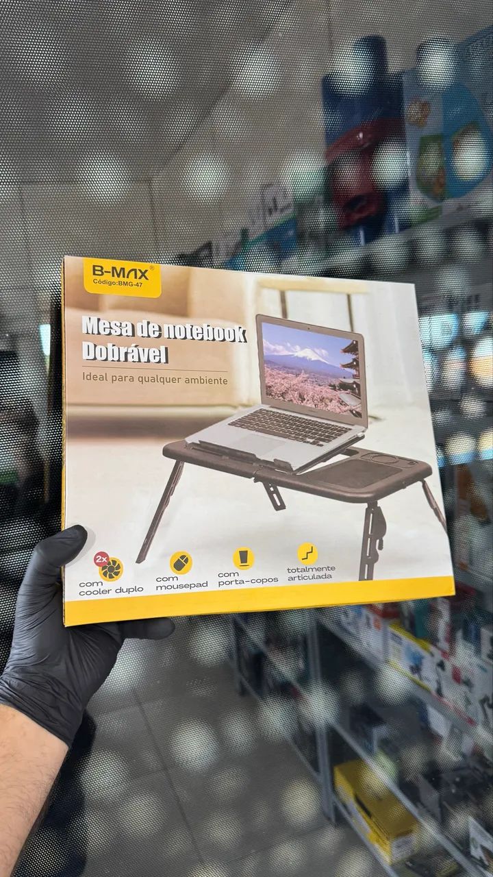 Mesa para notebook com cooler e regulagem de altura 