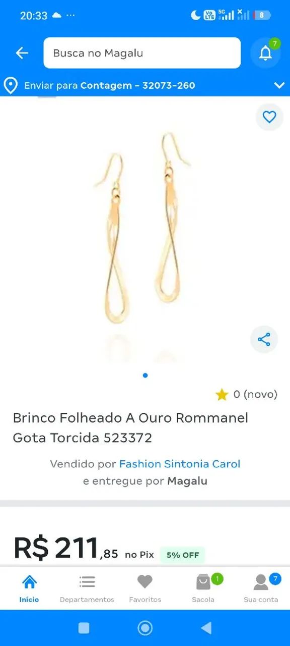Brinco e colar Rommanel uma combinação perfeita e sofisticada.