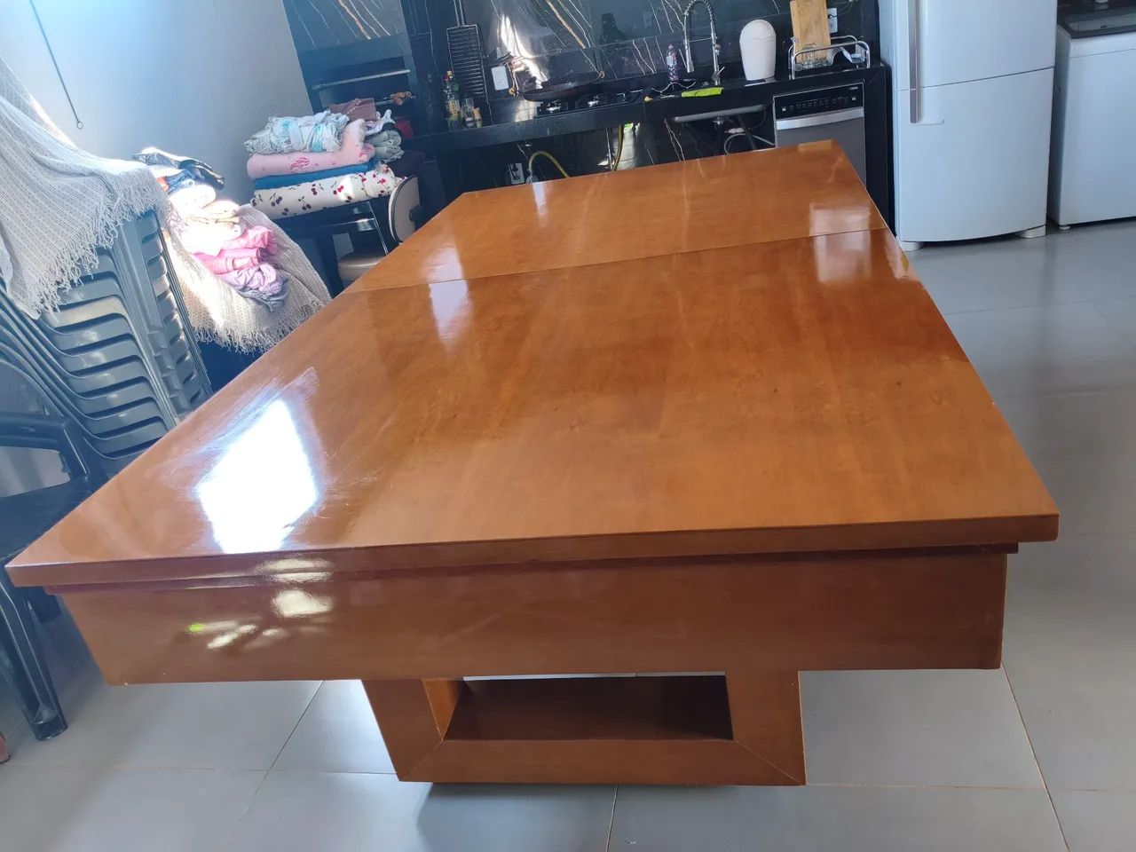 Mesa de cinuca e jantar (madeira e pedra ardósia ) luxo  - Foto 4