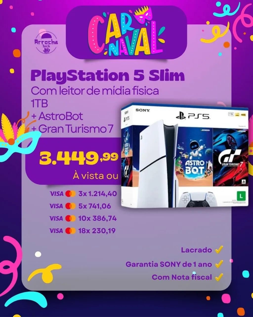 PlayStation 5 slim mídia física 