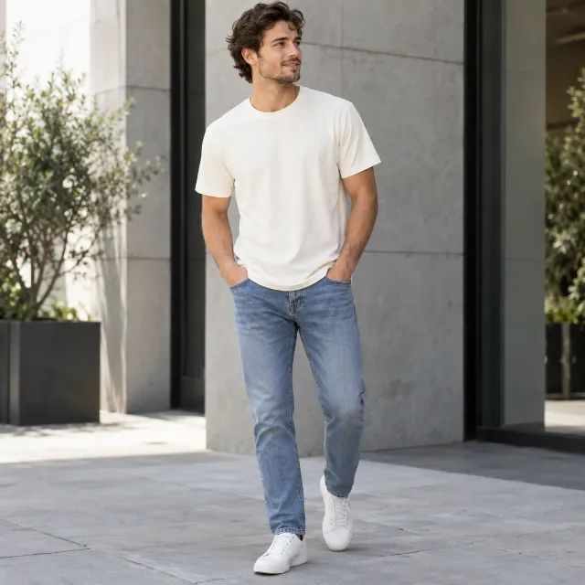 Camiseta básica Off-white 100% algodão - Foto 3