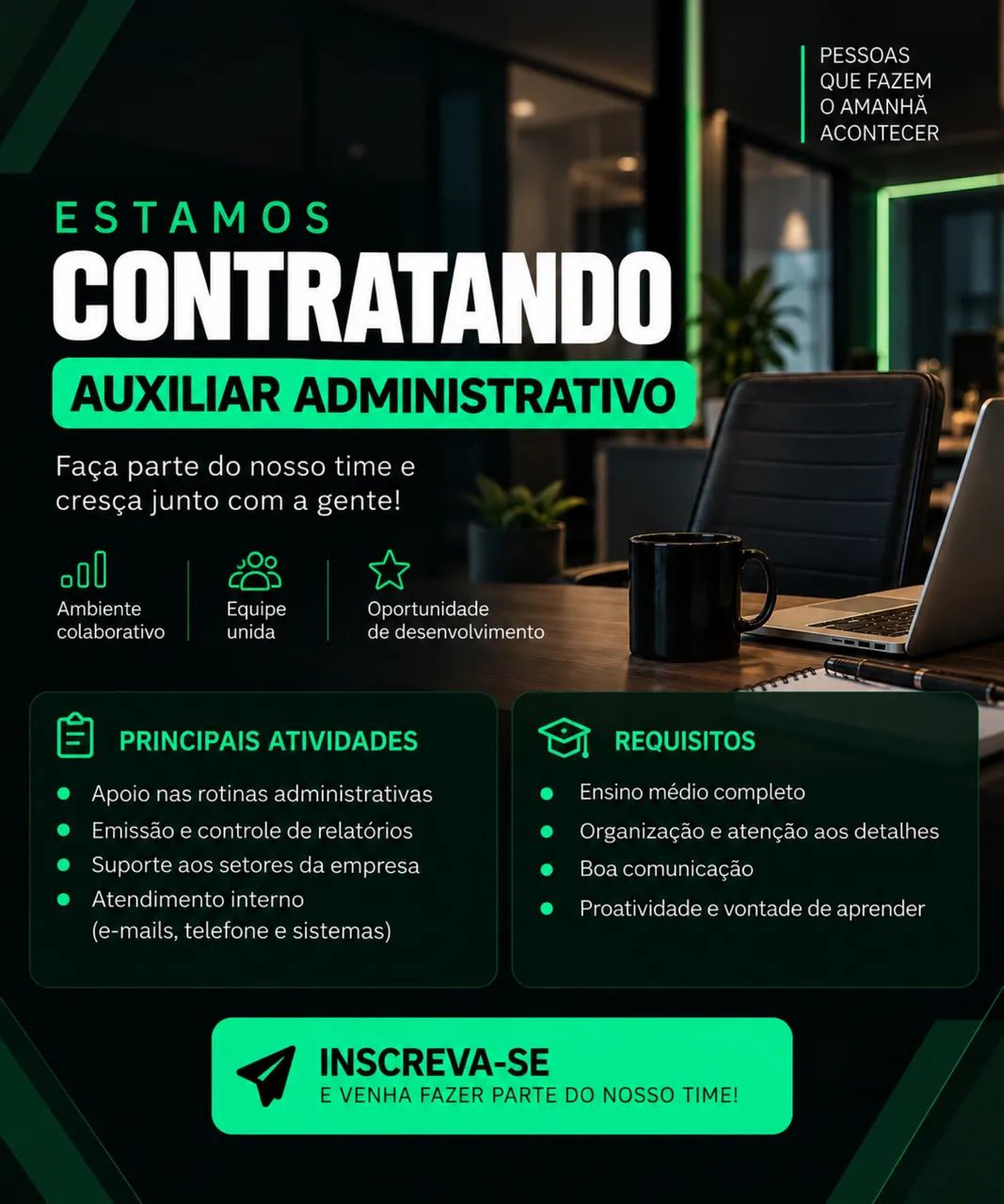 Vaga para auxiliar administrativo 