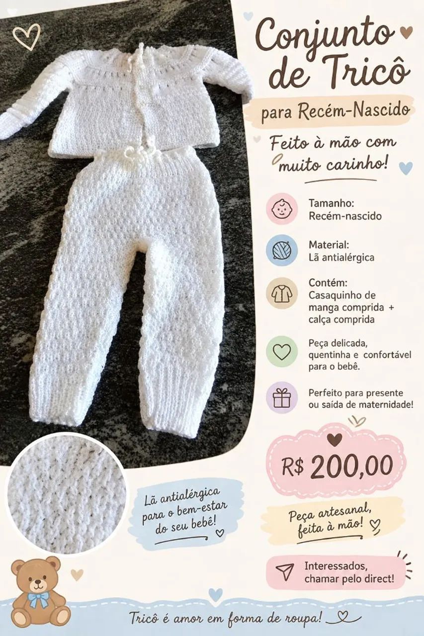 Tricô feito a mão 