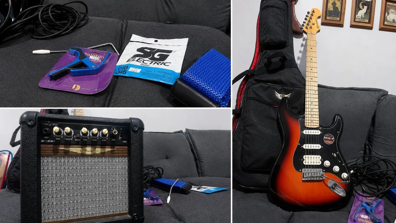 Guitarra Michael Stratocaster MX-7 + Amplificador, Capa e Acessórios - Foto 2
