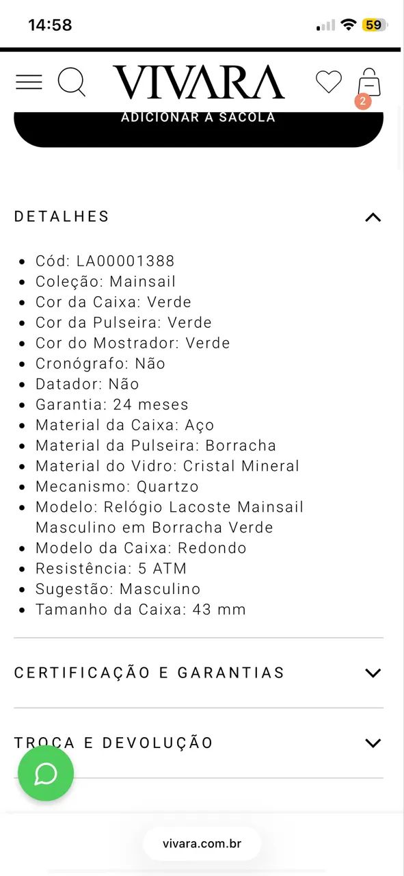 Relógio Lacoste Vermelho Lc33 seminovo  - Foto 2