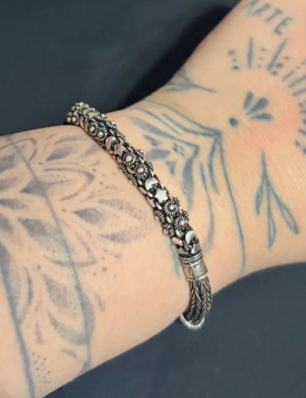 pulseira de prata bali envelhecida roliça (nova)  - Foto 4