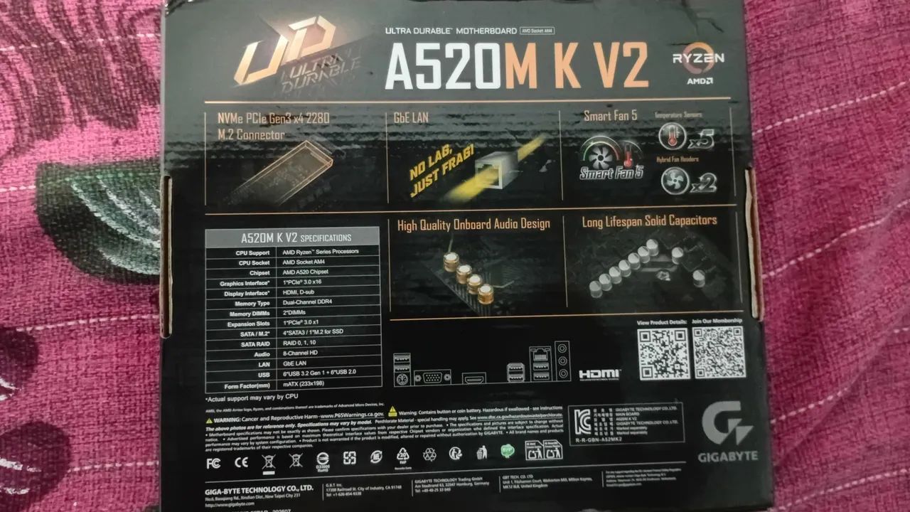 ?Placa-mãe Gigabyte A520 K V2 - NOVA,NUNCA USADA