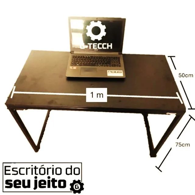 Mesa de Escritório Reforçada 1m NOVA Birô Multiuso Industrial para Computador Notebook - Foto 5