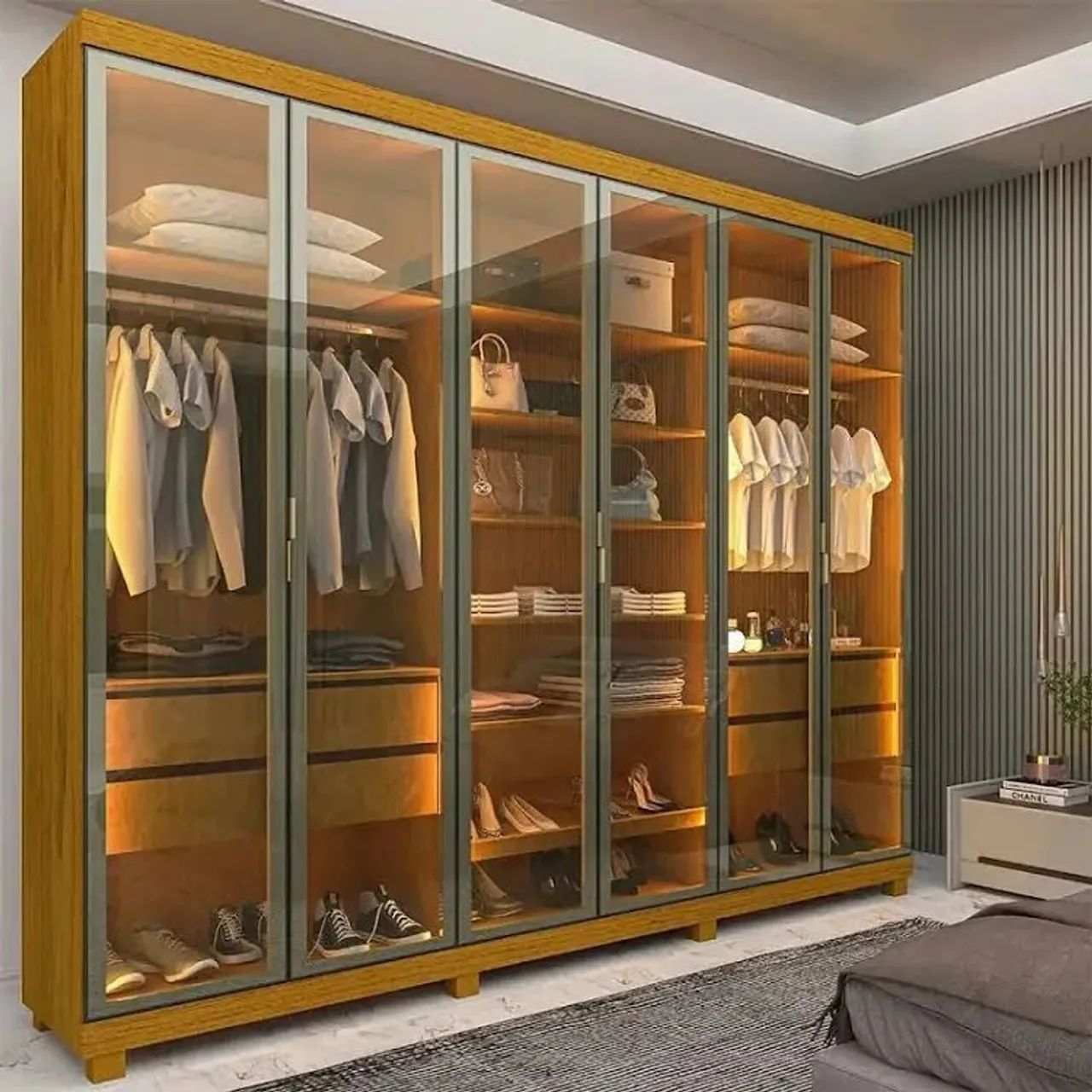 Guarda roupa com conjunto led pronta entrega