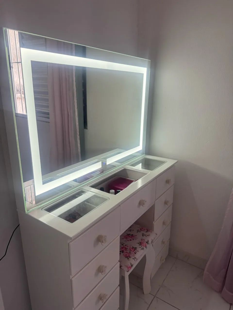 Penteadeira Camarim espelho com led 