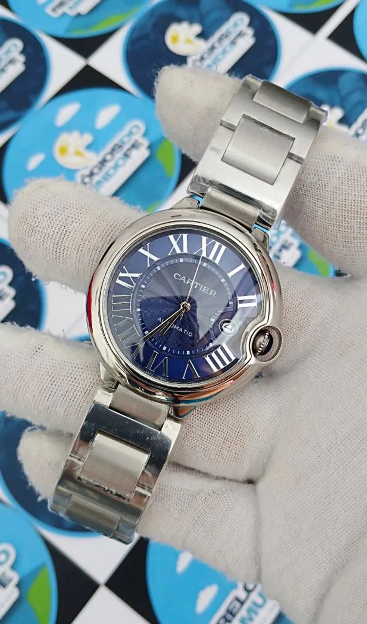 RELÓGIO CARTIER BALLON BLEU FUNDO AZUL AUTOMÁTICO  - Foto 3