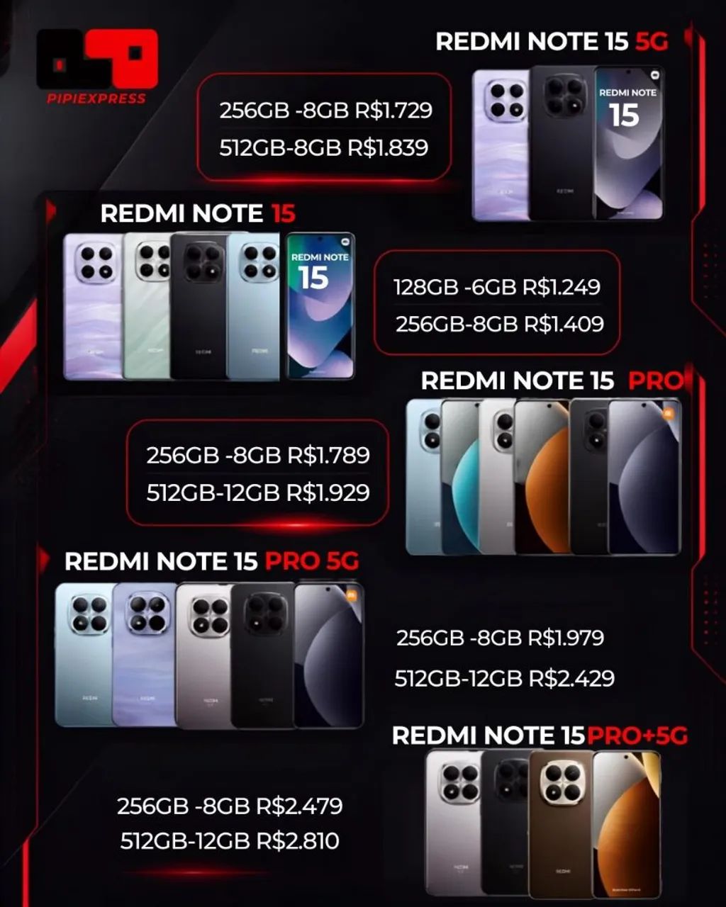 Redmi Note 15 Pro + 5g, Note 15 Pro 5G, Note 15 e toda linha completa com ótimos preços.  - Foto 2