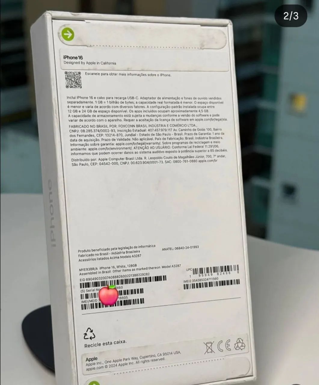 IPhone 16 novo branco original - Foto 2