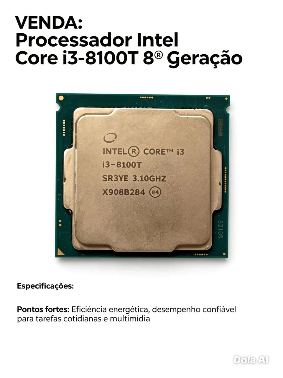 Processadora Intel Core i3-8100T - 8ª Geração - Processadores