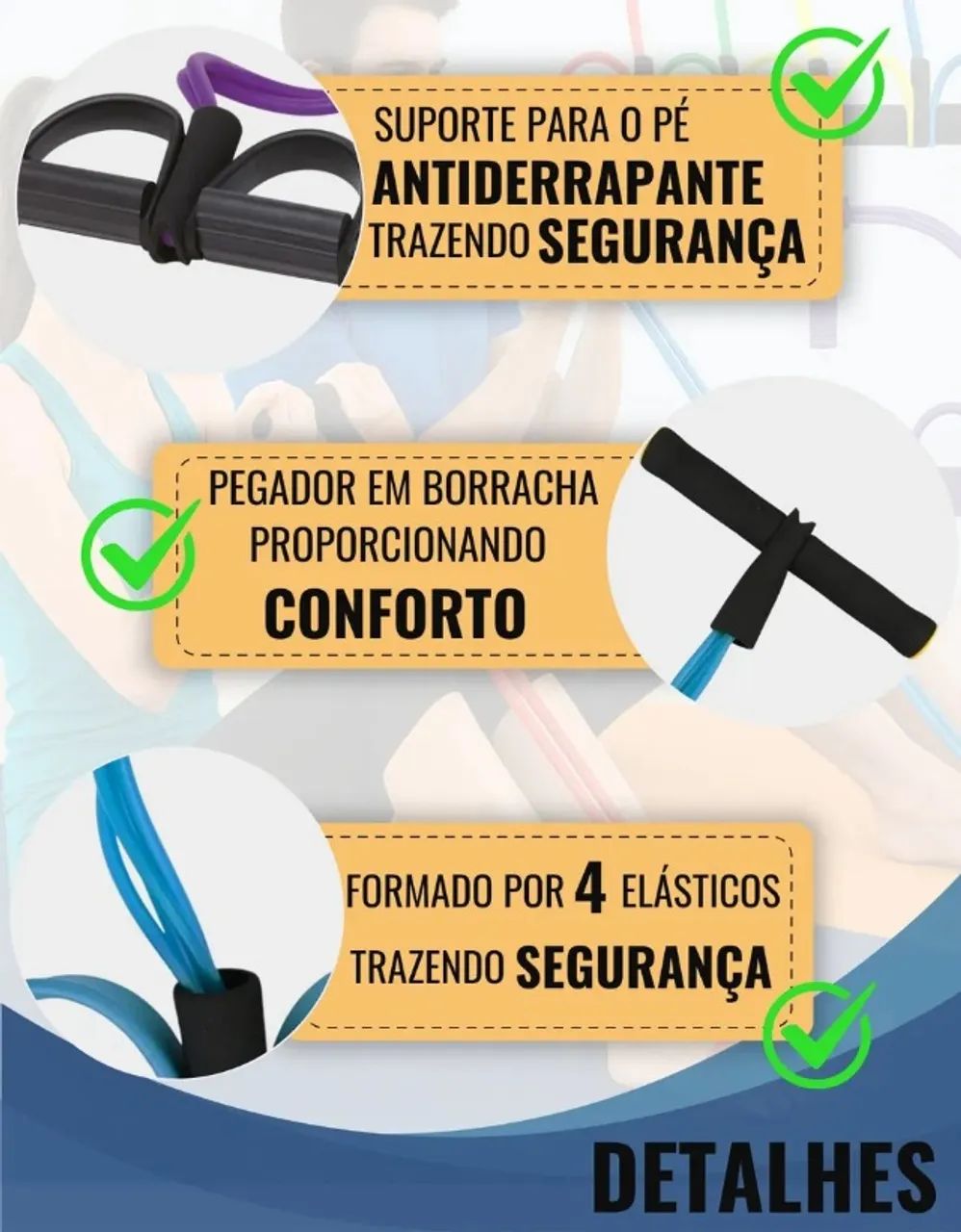 EXTENSOR ELÁTICO DE 4 CORDAS, PARA EXECÍCIOS EM CASA, NAS CORES ROXO E ROSA.  - Foto 4