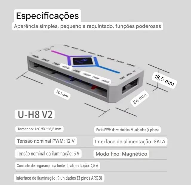Controladora UPSIREN U-H8 5V 3PIN ARGB - Foto 2